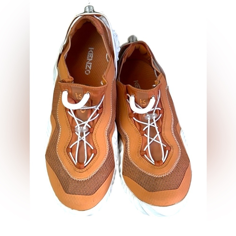 Kenzo Men’s Wave Runway Low-Top Lace-up Orange Sneakers Size 44 EU